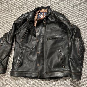 Triumph Steve McQueen Desert racer leather motorcycle jacket - mens large